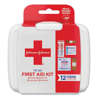 Johnson & Johnson Red Cross Mini First Aid To Go Kit 12 Pieces Plastic Case - Janitorial & Sanitation - Johnson & Johnson® Red Cross®
