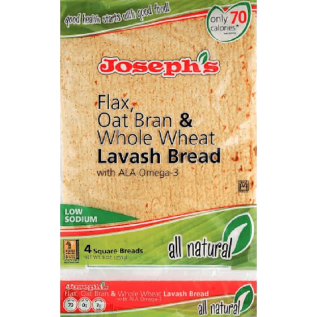 Josephs Josephs All Natural Flax, Oatbran and Whole Wheat Lavash Bread, 9 oz