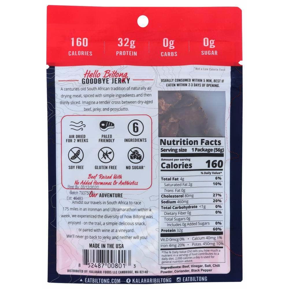 Kalahari Biltong Kalahari Biltong Biltong Peri Peri Flavor, 2 oz