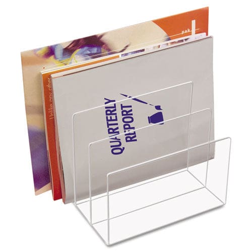 Kantek Clear Acrylic Desk File 3 Sections Letter To Legal Size Files 8 X 6.5 X 7.5 Clear - School Supplies - Kantek