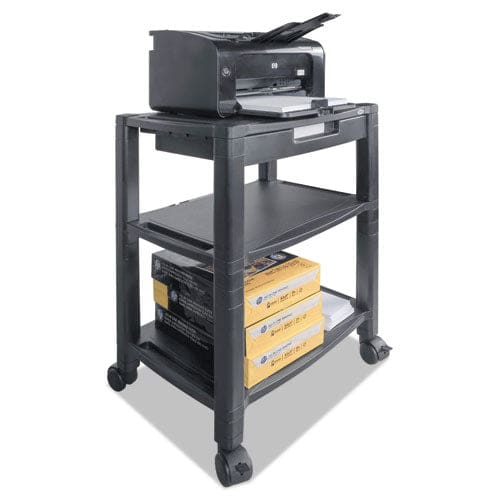 Kantek Height-adjustable Deskside Printer Cart Plastic 3 Shelves 1 Drawer 60 Lb Capacity 20 X 13.25 X 24.5 Black - Furniture - Kantek