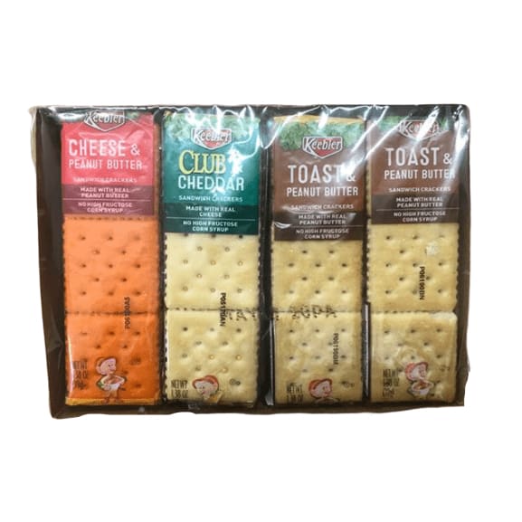 Keebler Variety Pack Club and Cheddar, Cheese and Peanut Butter, Toast and Peanut Butter Sandwich Crackers, 1.38 oz Packages (8 Count) - ShelHealth.Com