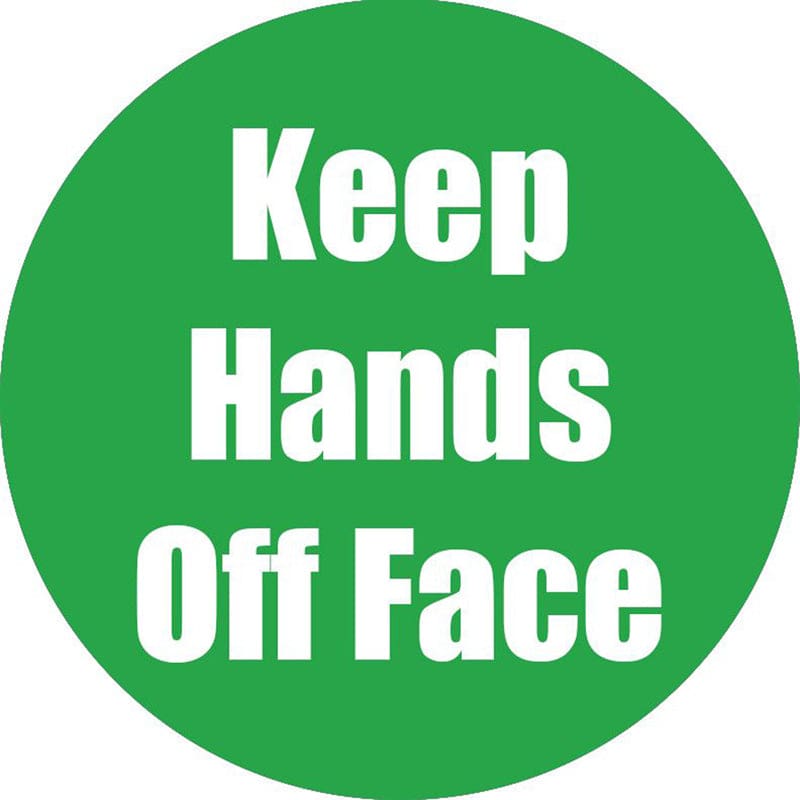 Keep Hands Off Face Green Anti-Slip Floor Sticker 5Pk - First Aid/Safety - Flipside