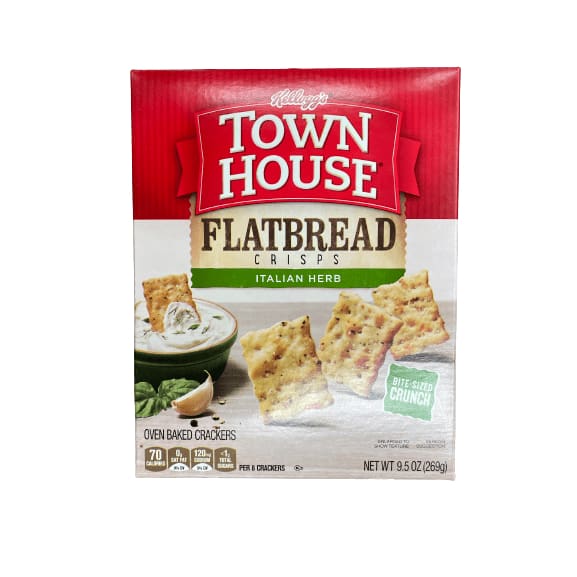 Kellogg S Town House Flatbread Cracker Crisps Baked Snack Crackers   Kelloggs Town House Flatbread Cracker Crisps Baked Snack Crackers Italian Herb 9 5 Oz Box Shelhealth 712 