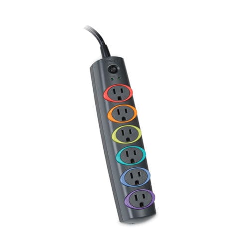 Kensington Smartsockets Color-coded Strip Surge Protector 6 Ac Outlets 6 Ft Cord 670 J Black - Technology - Kensington®