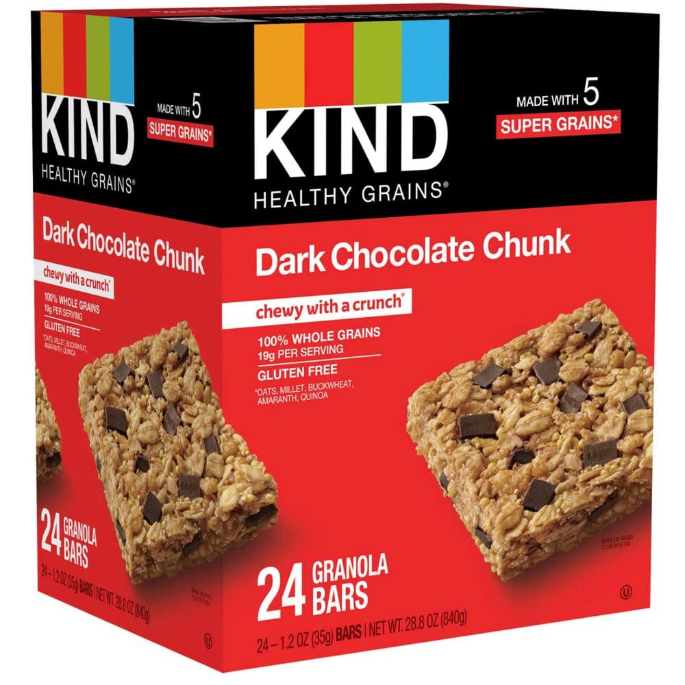 KIND Healthy Grains Bars Dark Chocolate Chunk (24 ct.) - Breakfast & Snack Bars - KIND Healthy