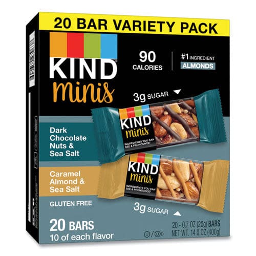 KIND Minis Dark Chocolate Nuts And Sea Salt/caramel Almond And Sea Salt 0.7 Oz 20/pack - Food Service - KIND