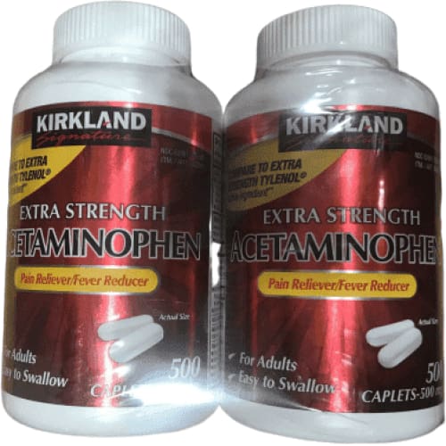 Kirkland Signature Extra Strength Acetaminophen 500MG Caplets, 1000-Count - ShelHealth.Com