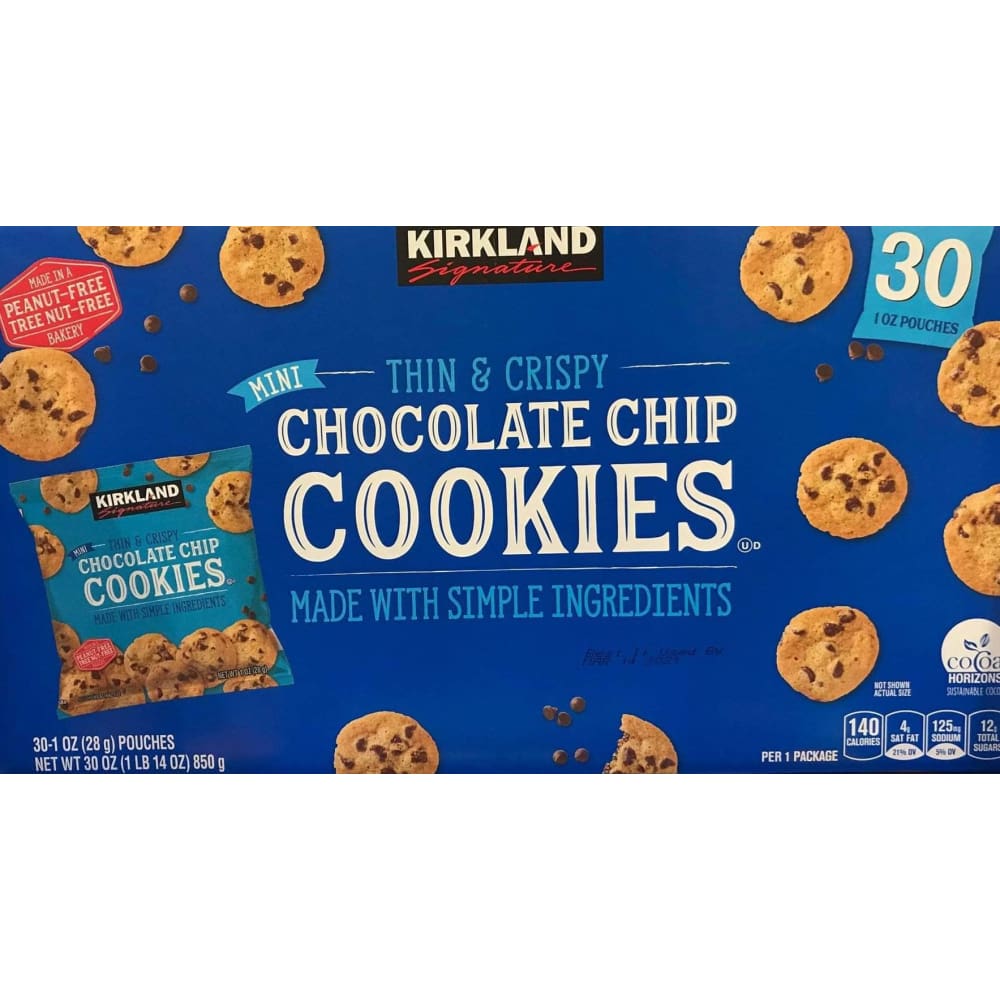 Kirkland Signature Mini Thin & Crispy Chocolate Chip Cookies, 30 x 1 oz. - ShelHealth.Com