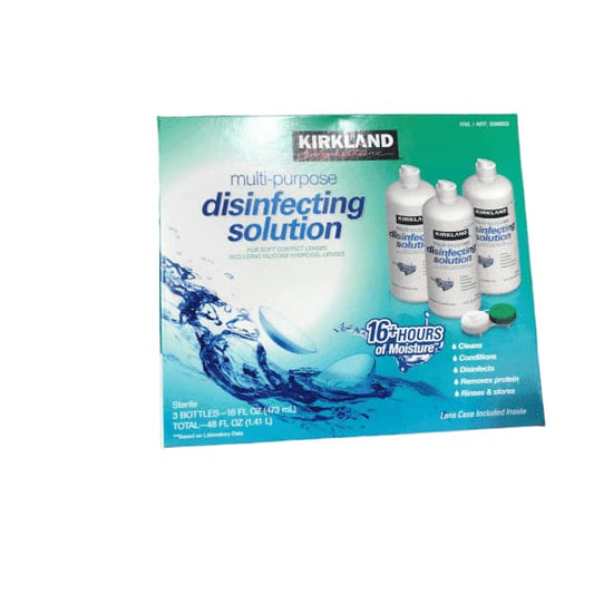 Kirkland Signature Multi-Purpose Sterile Eye Solution for Any Soft Contact Lens, 3 Count ( 16 oz bottles ) - ShelHealth.Com