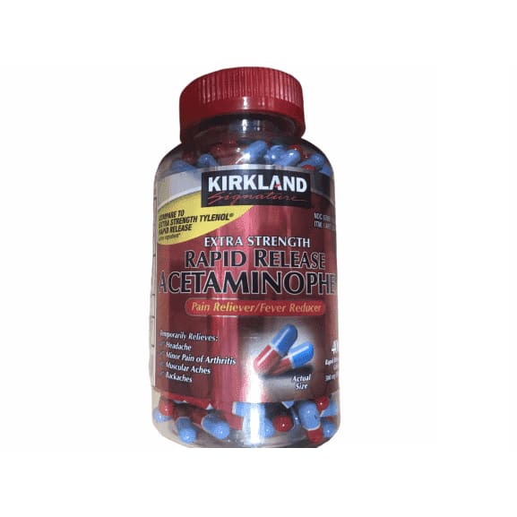 Kirkland Signature Rapid Release Acetaminophen Pain Relief 500 mg., 400 Gelcaps - ShelHealth.Com