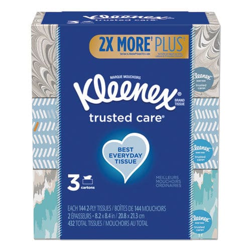 Kleenex Trusted Care Facial Tissue 2-ply White 160 Sheets/box 3 Boxes/pack 4 Packs/carton - Janitorial & Sanitation - Kleenex®