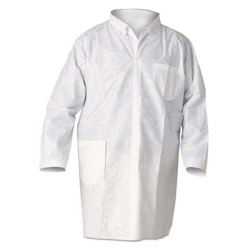 KleenGuard A20 Breathable Particle Protection Lab Coat Snap Closure/open Wrists/pockets Large White 25/carton - Janitorial & Sanitation -