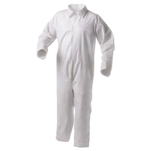 KleenGuard A35 Liquid And Particle Protection Coveralls Zipper Front Hood/boots Elastic Wrists/ankles 4x-large White 25/carton - Janitorial