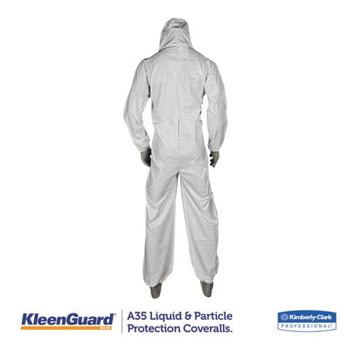 KleenGuard A35 Liquid And Particle Protection Coveralls Zipper Front Hooded Elastic Wrists And Ankles 2x-large White 25/carton - Janitorial