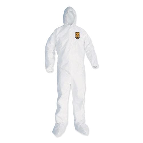 KleenGuard A35 Liquid And Particle Protection Coveralls Zipper Front Hooded Elastic Wrists And Ankles 2x-large White 25/carton - Janitorial