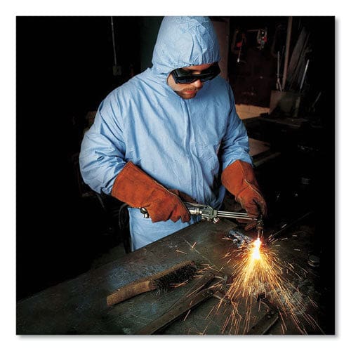 KleenGuard A65 Zipper Front Flame-resistant Hooded Coveralls Elastic Wrist And Ankles X-large Blue 25/carton - Janitorial & Sanitation -