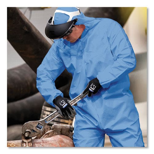 KleenGuard A65 Zipper Front Flame-resistant Hooded Coveralls Elastic Wrist And Ankles X-large Blue 25/carton - Janitorial & Sanitation -