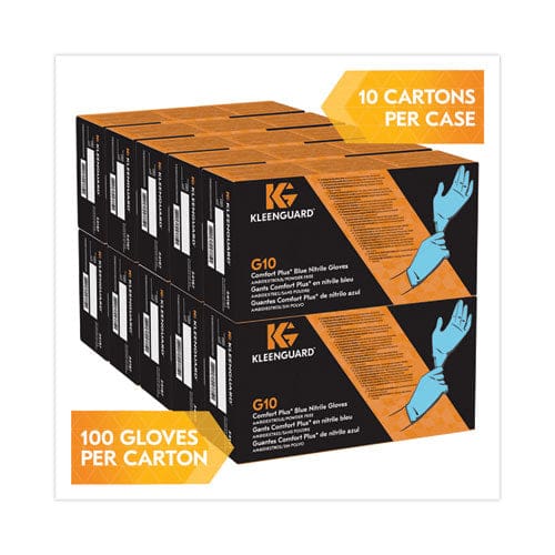 KleenGuard G10 Comfort Plus Blue Nitrile Gloves Light Blue Medium 1,000/carton - Janitorial & Sanitation - KleenGuard™