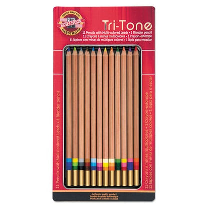 Koh-I-Noor Tri-tone Color Pencils 3.8 Mm Assorted Tri-tone Lead Colors Tan Barrel Dozen - School Supplies - Koh-I-Noor