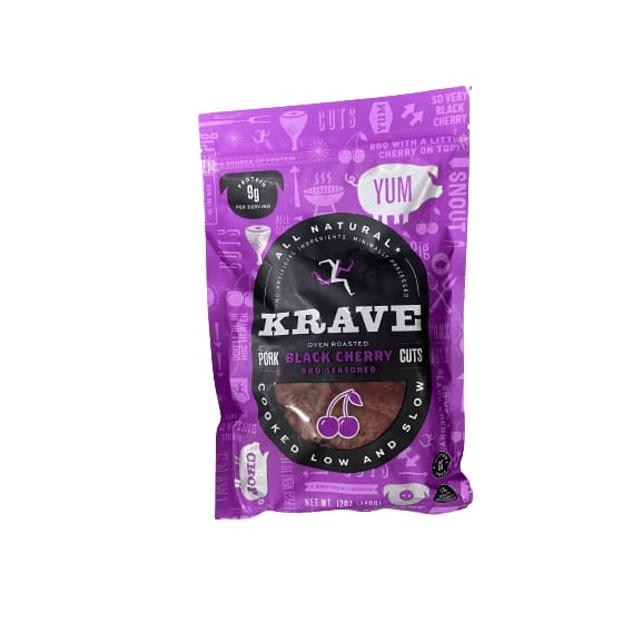 Krave Krave Oven Roasted Pork Black Cherry Cuts, BBQ Seasoned, 12 oz.