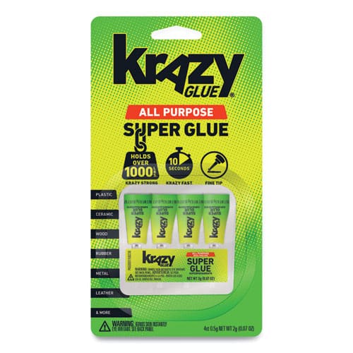 Krazy Glue Single-use Tubes 0.07 Oz Dries Clear 4/pack - School Supplies - Krazy Glue®