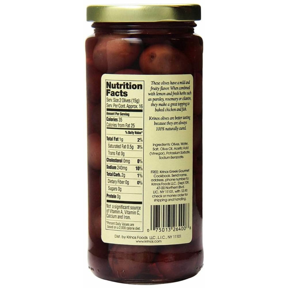 Krinos Krinos Greek Black Olives, 16 oz