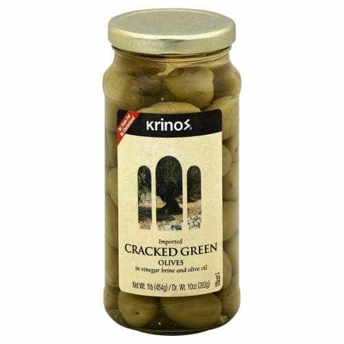 Krinos Krinos Green Cracked Olives, 16 oz