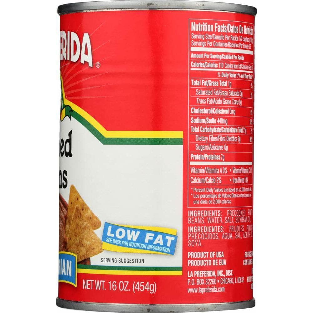 La Preferida La Preferida Refried Beans Vegetarian Low Fat, 16 oz