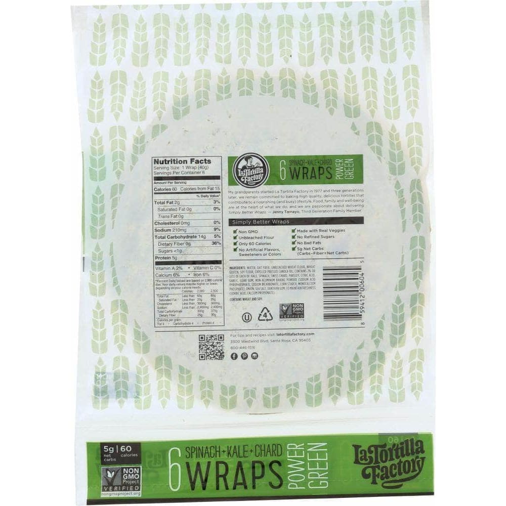 La Tortilla Factory La Tortilla Factory Power Green Tortilla Wraps, 8.46 oz