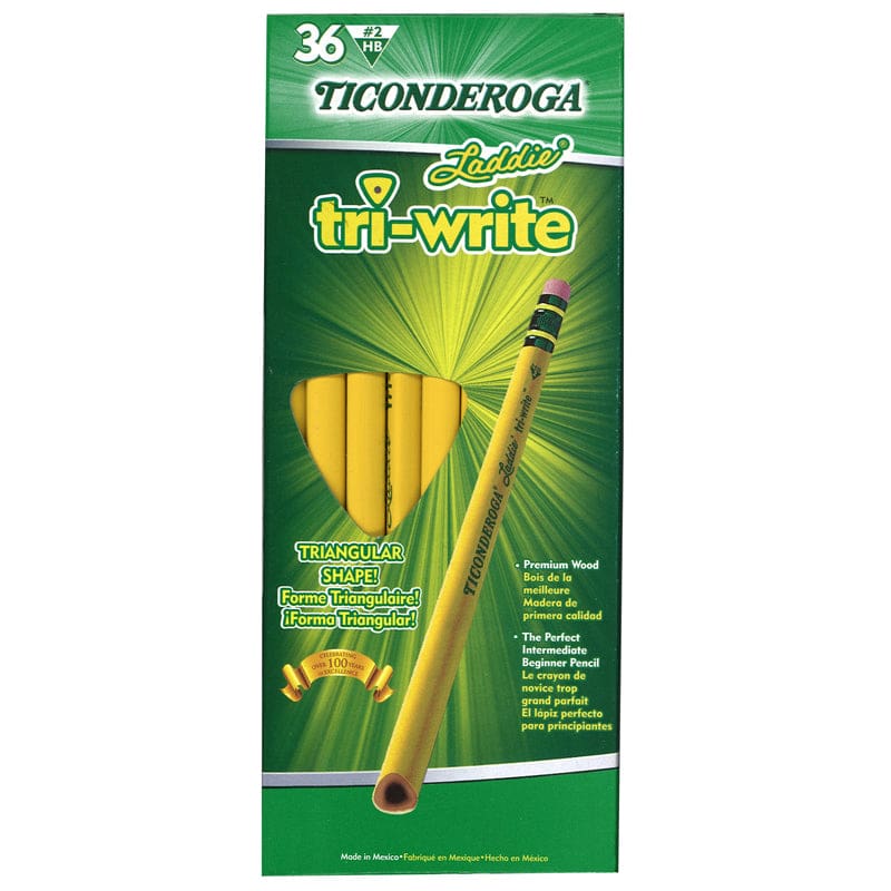 Laddie Tri Write Pencils 36Ct With Eraser Intermediate (Pack of 2) - Pencils & Accessories - Dixon Ticonderoga Company