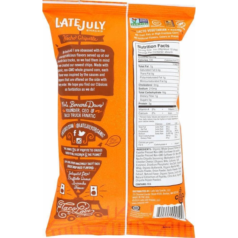 Late July Snacks Late July Snacks Clasico Tortilla Chips Nacho Chipotle, 5.5 oz