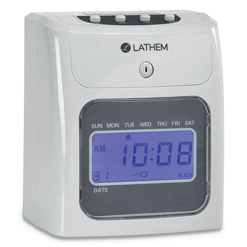 Lathem Time 400e Top-feed Time Clock Bundle Digital Display White - Office - Lathem® Time