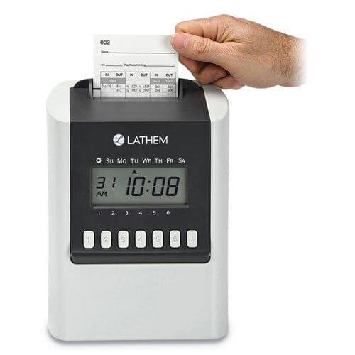 Lathem Time 700e Calculating Time Clock Digital Display White - Office - Lathem® Time