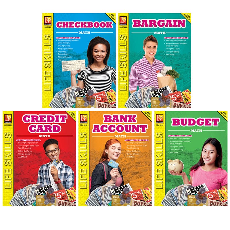 Life Skills Math Series Set Of 5 - Activity Books - Remedia Publications