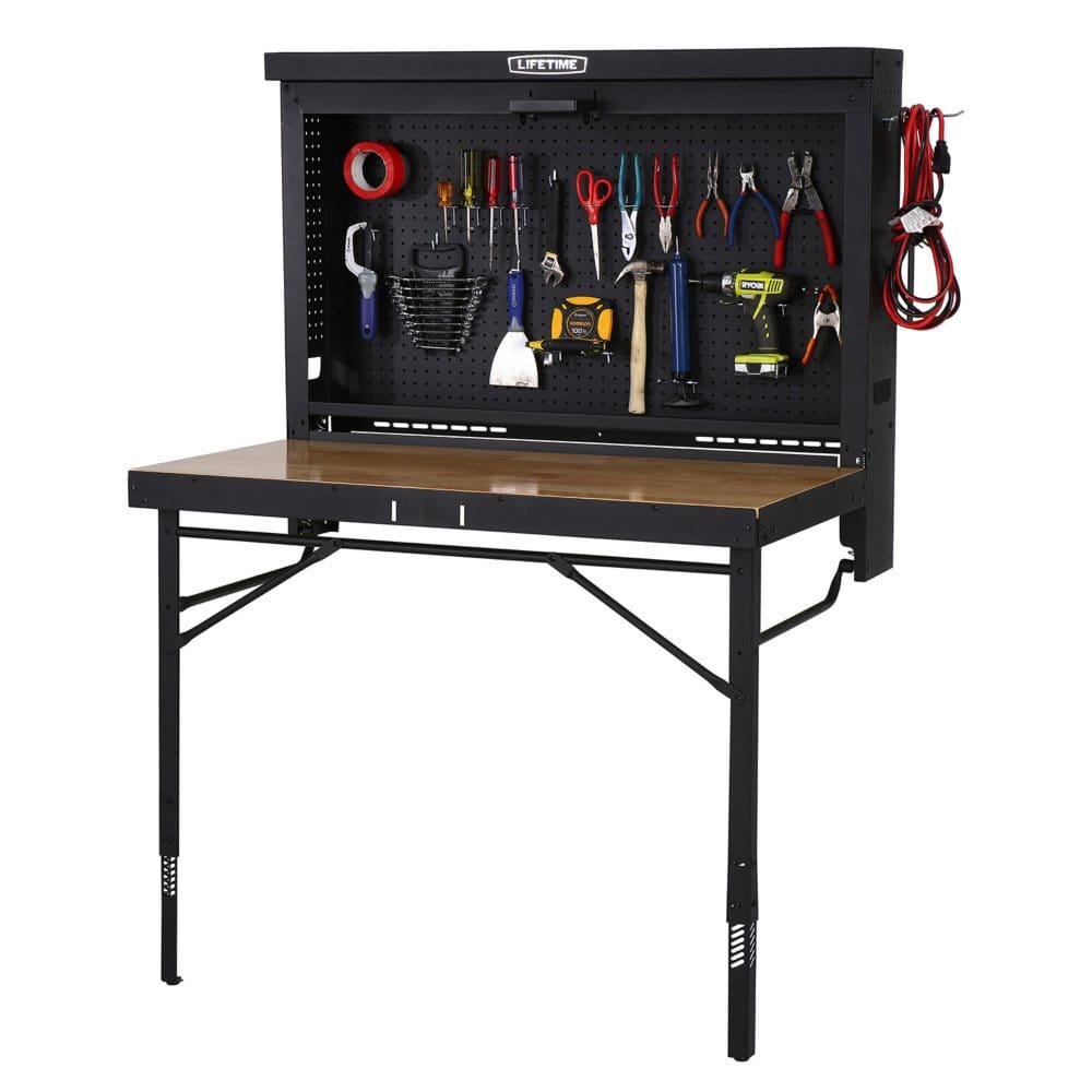 Lifetime Wall-Mounted Powder-Coated Folding Work Table - Garage & Tool Organization - Lifetime