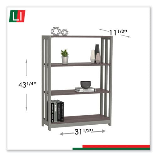 Linea Italia Trento Line Bookcase Three-shelf 31.5w X 11.63d X 43.25h Mocha - Furniture - Linea Italia®