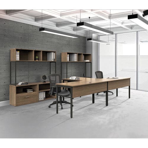 Linea Italia Urban Series Desk Workstation 59 X 23.75 X 29.5 Natural Walnut - Furniture - Linea Italia®