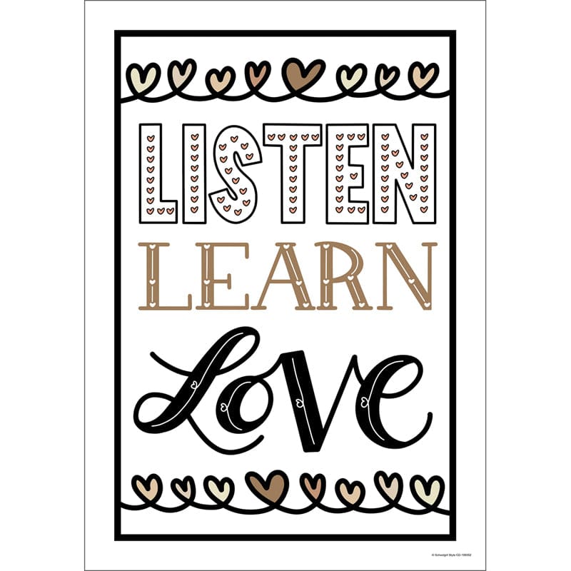 Listen Learn Love Poster Simply Stylish (Pack of 12) - Classroom Theme - Carson Dellosa Education