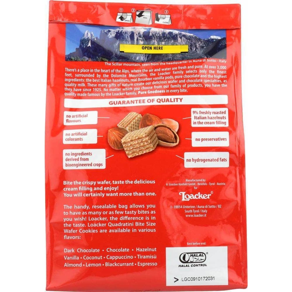 Loacker Loacker Quadratini Bite Size Wafer Cookies Hazelnut, 8.82 Oz