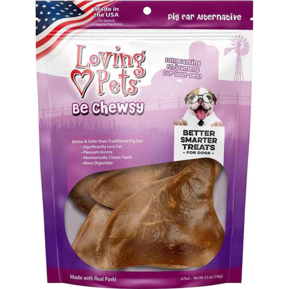Loving Pets Be Chewsy Pig Ear Dog Treat 1ea-4 pk - Pet Supplies - Loving Pets
