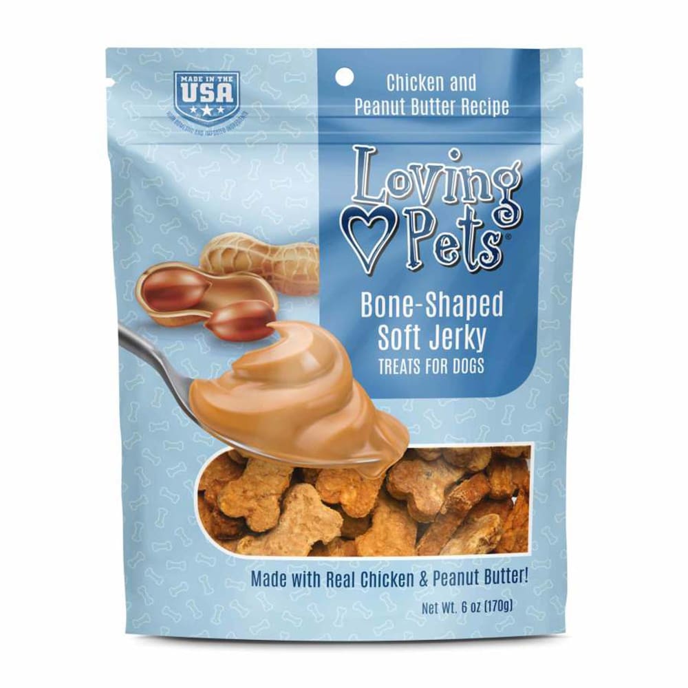 Loving Pets BoneShaped Soft Jerky Dog Treat Chicken Peanut Butter; 1ea-6 oz - Pet Supplies - Loving Pets