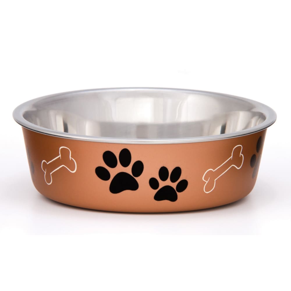 Loving Pets Metallic Dog Bowl Paw Print Copper Small - Pet Supplies - Loving Pets