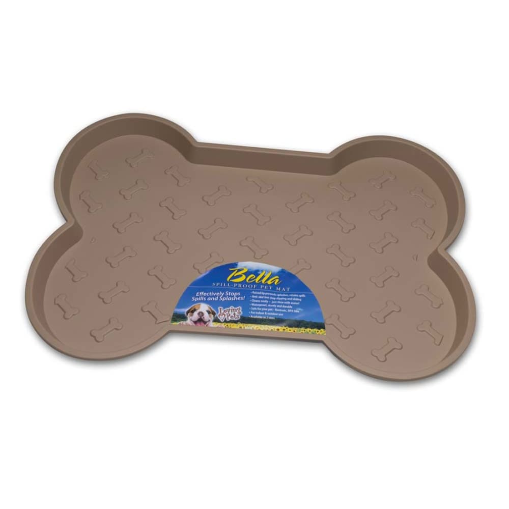 Loving Pets Spill-Proof Bone Shaped Dog Mat Tan Small - Pet Supplies - Loving Pets