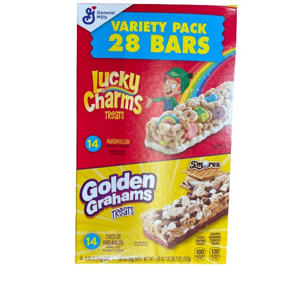 Lucky Charms and Golden Grahams, Breakfast Bar Variety Pack, 28 Bars ...