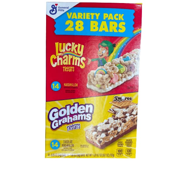 General Mills Lucky Charms and Golden Grahams, Breakfast Bar Variety Pack, 28 Bars, 26.7 oz
