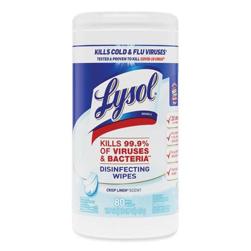 LYSOL Brand Disinfecting Wipes 7 X 7.25 Crisp Linen 80 Wipes/canister 6 Canisters/carton - School Supplies - LYSOL® Brand