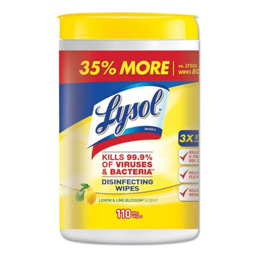 LYSOL Brand Disinfecting Wipes 7 X 7.25 Lemon And Lime Blossom 35 Wipes/canister 3 Canisters/pack - School Supplies - LYSOL® Brand