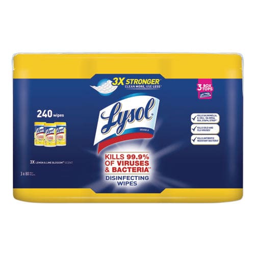 LYSOL Brand Disinfecting Wipes 7 X 7.25 Lemon And Lime Blossom 80 Wipes/canister 3 Canisters/pack - School Supplies - LYSOL® Brand