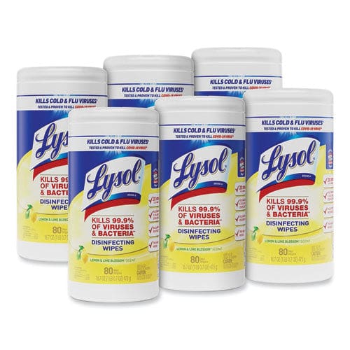 LYSOL Brand Disinfecting Wipes 7 X 7.25 Lemon And Lime Blossom 80 Wipes/canister 6 Canisters/carton - School Supplies - LYSOL® Brand